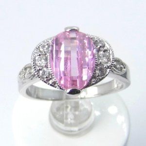 Sterling Silver Ice Pink Ring sz 7.5